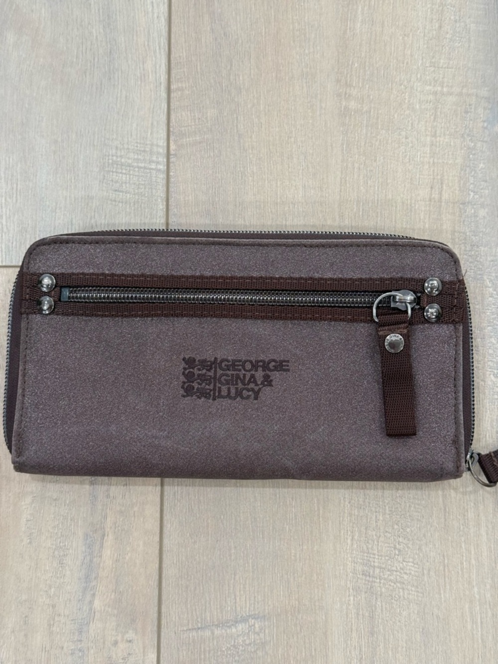 George Gina & Lucy Women's Zip Wallet in a Shimmery Dark Brown